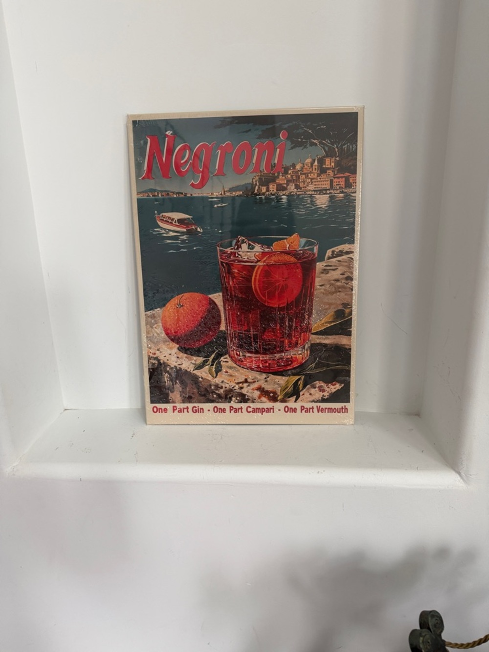 Negroni Cocktail Drink Vintage-Inspired  Red & Blue  Art Poster Retro Bar Wall